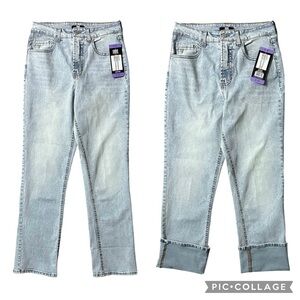 FRYE High Rise Straight Leg Relaxed Fit Cuffed Uncuffed Jean Blue Denim Sz 4/27